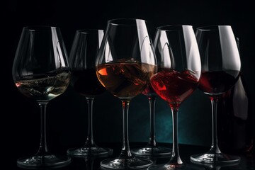 Variety of wine glasses isolated. Generative AI