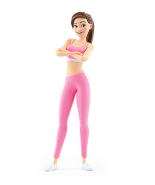 3d sporty woman arms crossed