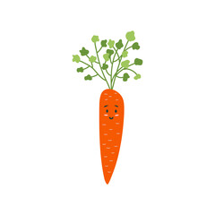 Carrot. Cute kawaii vegetable character. Flat style vector illustration.
