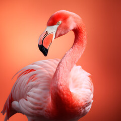 Pink Flamingo Face Close Up created with Generative AI technology.