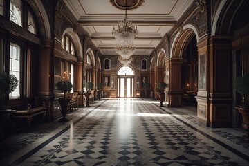 Elegant European-style hall. Generative AI