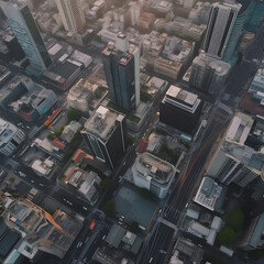 aerial view, city, skycraper of new york, manhatten