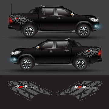 Wrap Design For Truck Car vectors. Sports stripes, car stickers black color. Racing decals for tuning_20230429
