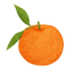 An orange image drawn by watercolor technique on a white background.