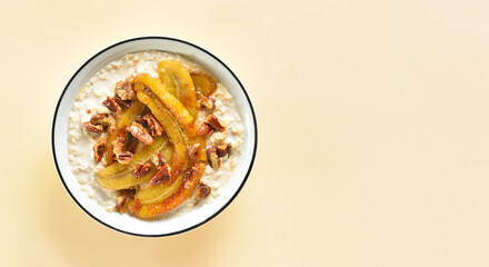 Caramelized banana oatmeal bowl