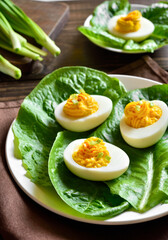 Deviled eggs with paprika, mustard and mayonnaise