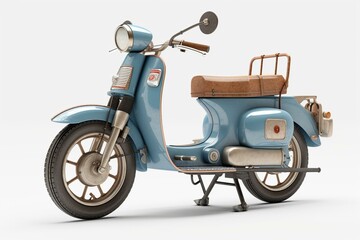 Obraz na płótnie Canvas Vintage 1980s scooter motorcycle, 3D-rendered from a perspective view on a white background. Generative AI