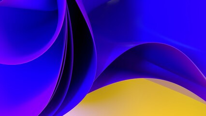 3D waves wallpaper with a modern twist, using a bold combination of yellow and purple. Perfect for desktop, landing pages and posters