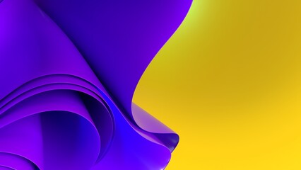 3D waves wallpaper with a modern twist, using a bold combination of yellow and purple. Perfect for desktop, landing pages and posters