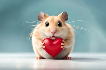 Fototapeta na wymiar Charming mouse cartoon, Love illustration. Generative AI