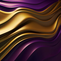 Wavy Golden and Purple Metallic 3D Background generative AI