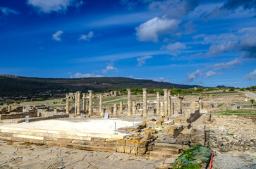 Obraz premium Baelo Claudia is an ancient Roman city, located near the city of Tarifa, Spain. The ruins of the ancient city are located by the sea