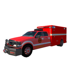 Fire Ambulance 1- Perspective F view png 3D Rendering Ilustracion 3D	