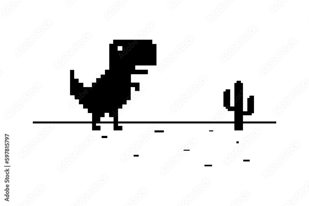 Wall mural no internet connection pixel art dinosaur offline art bad connection computer digital web concept ne