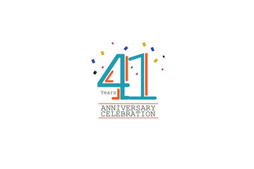 41th, 41 years, 41 year anniversary 2 colors blue and orange on white background abstract style logotype, vector design for celebration vector
