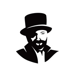 gentleman logo template design. man with hat icon, sign and symbol.