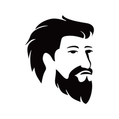 beard man silhouette design. vintage man with mustache vector illustration for barbershop.