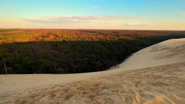 Dune du Pilat, the biggest sand dune in Europe, France. High quality 4k footage.