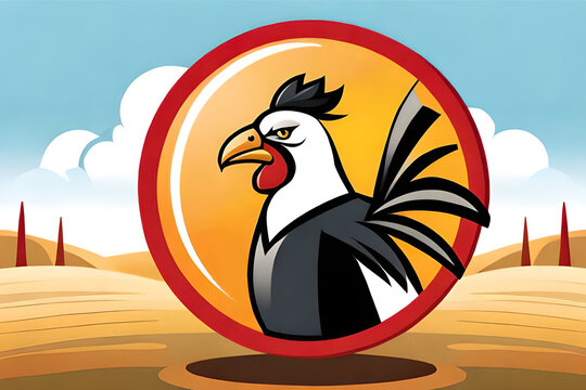 chicken logo inside a circle , digital graphic design pictogram logo  of a chicken mascot