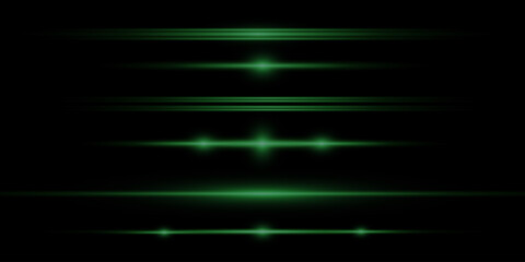 A set of flashes, lights and sparkles on a black background. Bright flashes and glare. Abstract isolated lights Bright rays of light. Glowing lines. Vector illustration eps 10