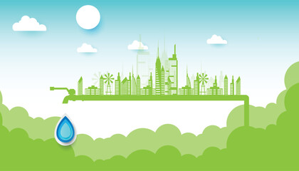 Fototapeta premium Ecology connection concept background . Vector infographic illustration