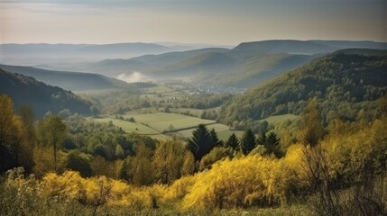 Obraz premium Beautiful scenic landscapes with mountains in Europe. Generative AI