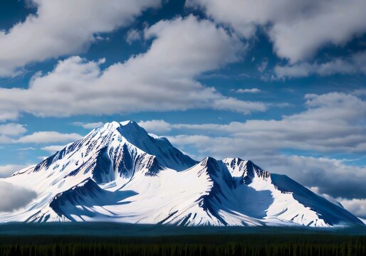 clouds over mountains in Alaska. Generative AI Technology
