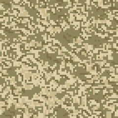 Digital pixel camouflage pattern. Military texture. Abstract army or hunting masking ornament. Vector illustration.