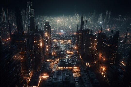 Futuristic metropolis inhabited by extraterrestrial beings. Generative AI