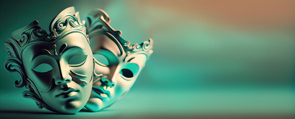 Fototapeta Banner with theatrical masks. Generative AI obraz