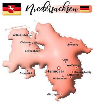 Niedersachsen, Deutschland, Fl&auml;che und Flagge