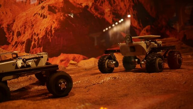 Remote Control Mars Rovers driving in artificial environment.
