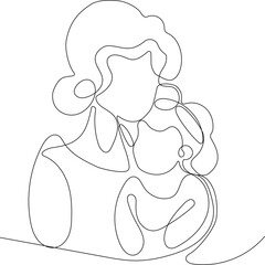 Happy mothers day illustration with woman holding a Flowers. Thank you card with blooming flowers. Use for Boarding Pass, birthday card, invitations, Birthday card Vector illustration