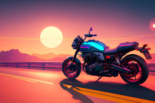 Colorful illustration of motorcycle. © Robert Rozbora