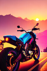 Fototapeta premium Colorful illustration of motorcycle.