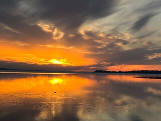 sunset over the lake