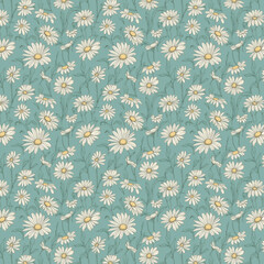 Colorful Daisy, Rose, and Other Spring/Summer Flowers Seamless Pattern AI Generated
