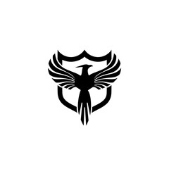 Phoenix shield icon isolated on white background 