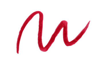 Red lip liner stroke isolated on transparent background. Lip pencil stroke for design.
