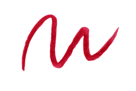 Red lip liner stroke isolated on transparent background. Lip pencil stroke for design.