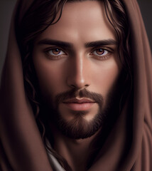 Portrait of Jesus Christ of Nazareth. Generative Artificial Intelligence.