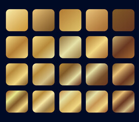 golden gradients, set of different gradients in golden tones