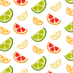 Seamless citrus pattern. Hand drawn vector illustration for summer romantic cover, tropical wallpaper, vintage texture