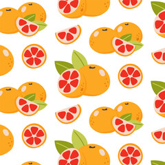 Seamless citrus pattern. Hand drawn vector illustration for summer romantic cover, tropical wallpaper, vintage texture