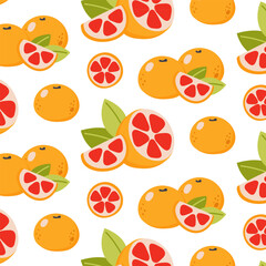 Seamless citrus pattern. Hand drawn vector illustration for summer romantic cover, tropical wallpaper, vintage texture