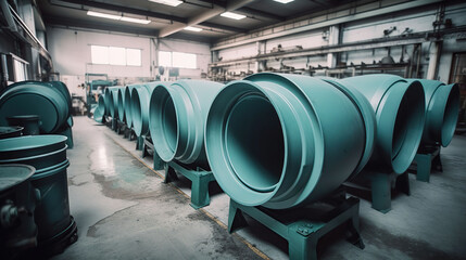 Production industry equipment at manufacture background, Generative ai