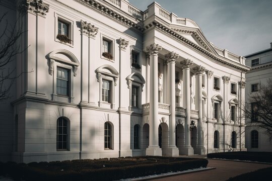 White house with mullioned windows. Generative AI