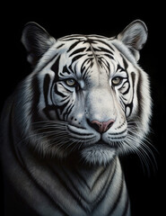 White tiger illustration, painting, swimming in water, beautiful majestic, wall art, digital print. Generative AI
