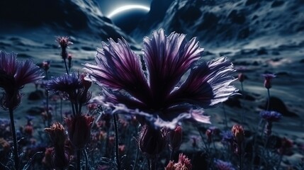 A flower in space the size of a planet catastrophe Galactic nebulae Generative AI