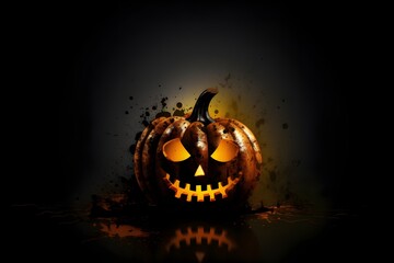 Wallpaper Illustration and background of halloween, jack-o'-lantern, halloween pumpkin, jack of the lantern. Front View. Concept of Halloween party. Generative AI.